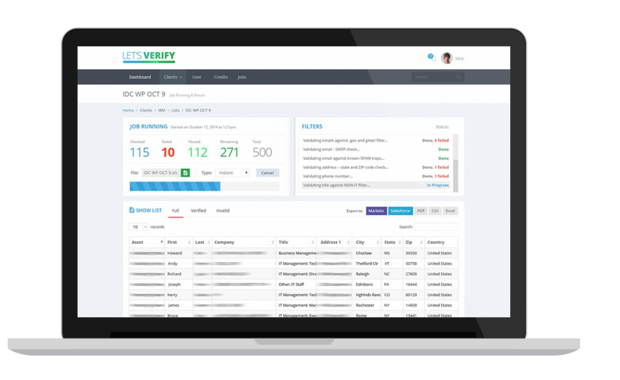 screenshot of Lead Validation